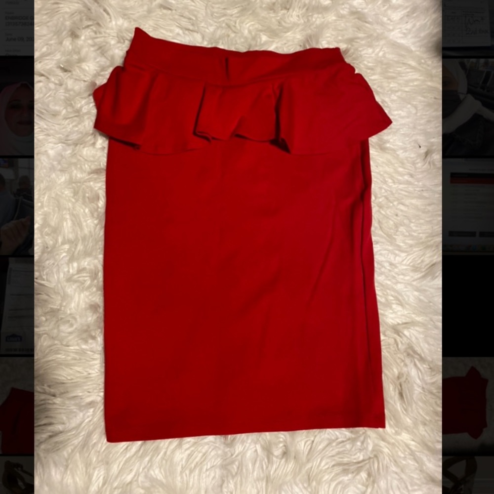 Peplum red skirt